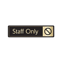 Door Sign Staff Only with Symbol Gold on Black