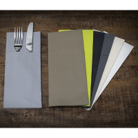 Tablin Grey 8 Fold 40cm Airlaid Napkins with Cutlery Sleeve (Pack 50)