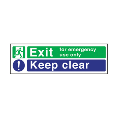Self Adhesive Emergency Exit Keep Clear Sign 2 Colour