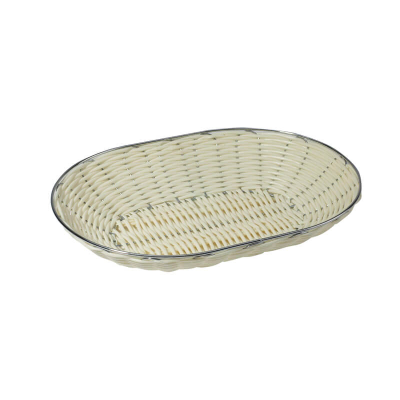 Deluxe Oval Plastic Woven Basket with Metal Rim (25.5x18cm)