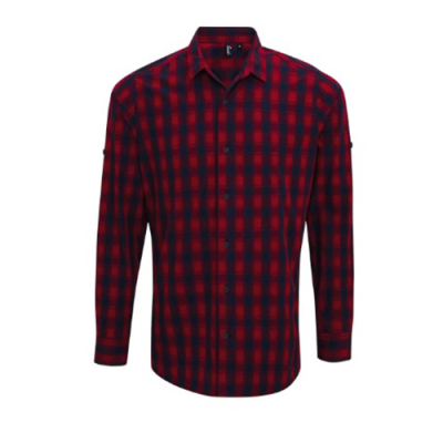 Mulligan Check Cotton Long Sleeve Shirt Red / Navy L