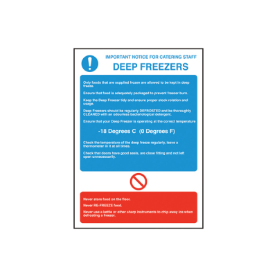 Self Adhesive Deep Freezer Sign