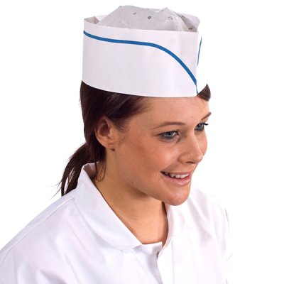 Forage Chefs Hat with Blue Line (Pack 100)