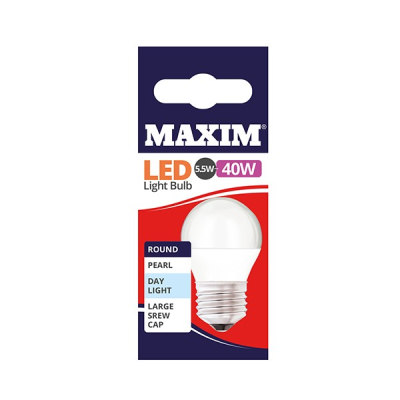 Maxim LED Round Bulb Edison Screw Day Light White 6w (Pack 10)