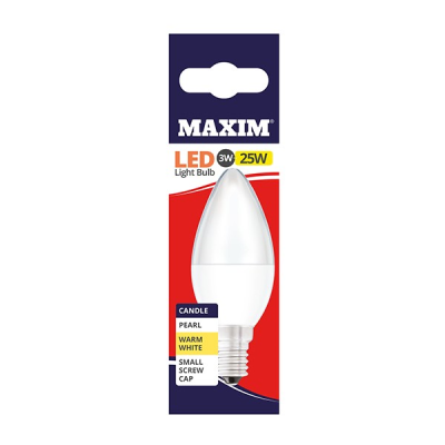 Maxim LED Candle Bulb Small Edison Screw Warm White 3w (Pack 10)