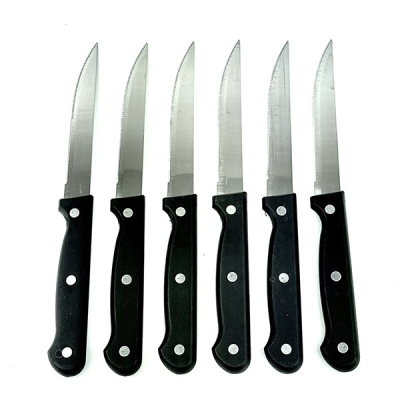 Black Handle Serrated Kitchen / Pairing Knife (Pack 6)