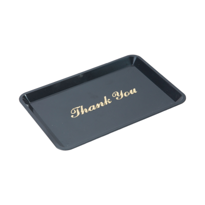 Black Plastic Tip Tray Gold Print "Thank You" 113 x 163mm