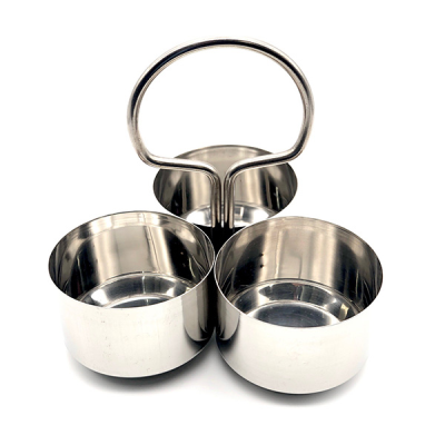Large Stainless Steel Food Server 3 Pots (Bowl 4.5"x3")