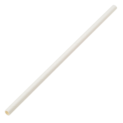 Paper Solid White Straw 8" x 6mm (Pack 250)