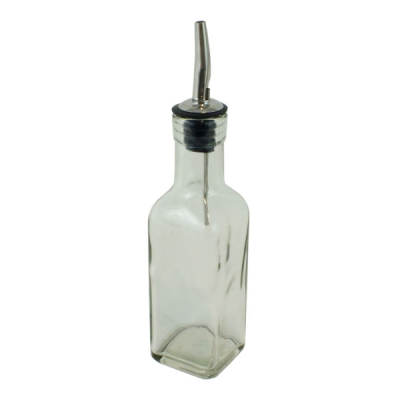 Glass Square Oil Bottle with Pourer 6oz