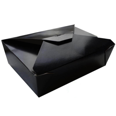 Black Cardboard Food Carton No3 19.5 x 14 x 6.5cm 66oz (Pack 200)