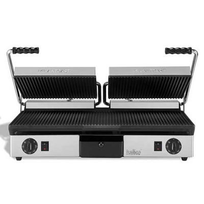 Hallco MEMT16052XNS Double Panini Grill 2 x 1.8kW Ribbed top and smooth bottom Non Stick Plates