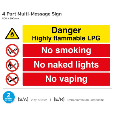 Danger Highly Flammable LPG Warning Sign 500 x 300mm