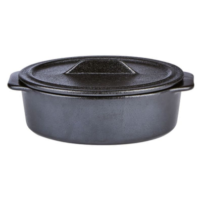 Cast Iron Effect Oval Casserole Dish With Lid 17.7 x 13.5 x 7cm