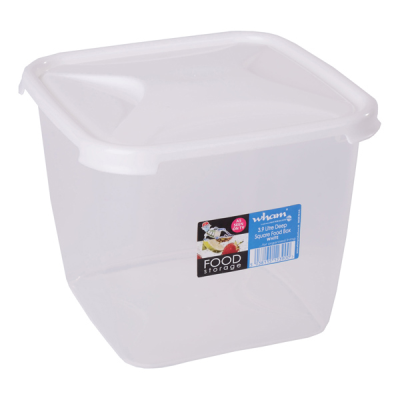 Whatmore 3.9 Litre Deep Square Food Box Clear Base with Ice White Lid