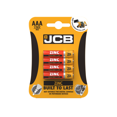 JCB Zinc Batteries AAA (Pack 4)