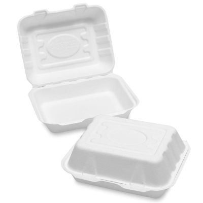 Bagasse White F+C Box Small (190x150x70mm/7.5x6x2.5") HB9 (Pack 125)