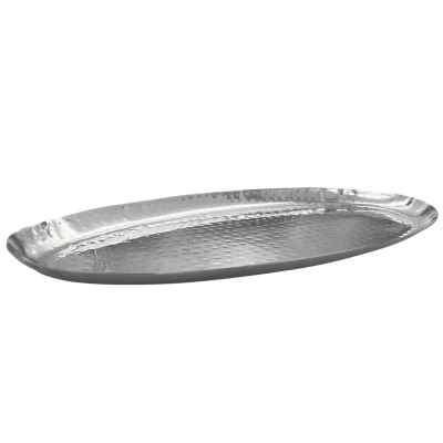 Stainless Steel Hammered Oval Plate 41x18cm