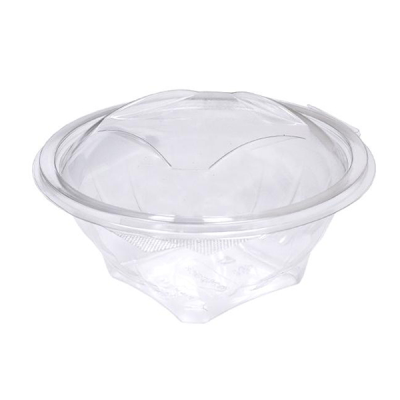 Clear Hinged Round Salad Bowl 8oz (Pack 50)