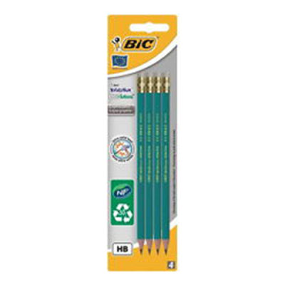 BIC ECO Evolution Graphite Pencil with Eraser (Pack 4)