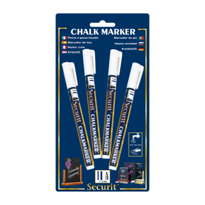 Securit Chalkmarkers White Small (Pack 4)