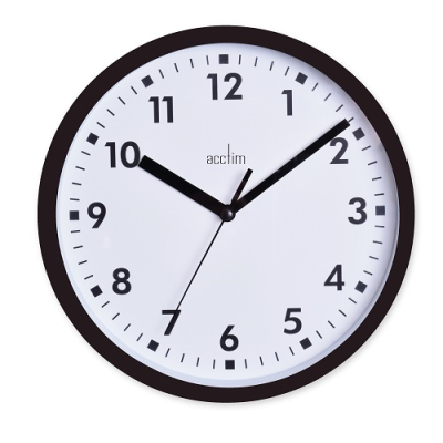 Acctim Runwell 200mm Analog Wall Clock - Black/Black Dial