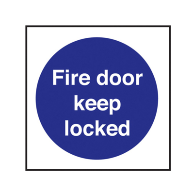 Self Adhesive Fire Door Keep Locked Sign 100 x 100mm