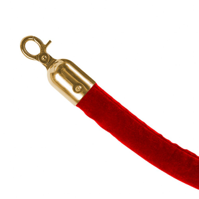 Barrier Rope in Red with Gold Hooks