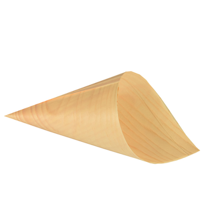 Disposable Serving Pieces Square Wood Cone, Natural, 12.5(d)x24(h)cm (Pack 50)