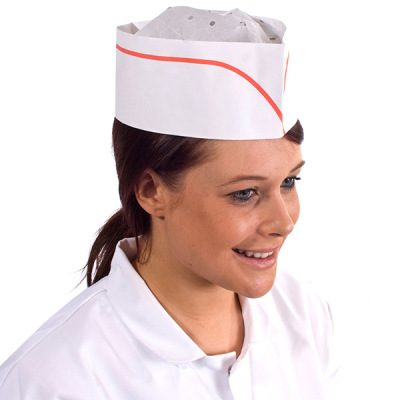 Forage Chefs Hat with Red Line (Pack 100)