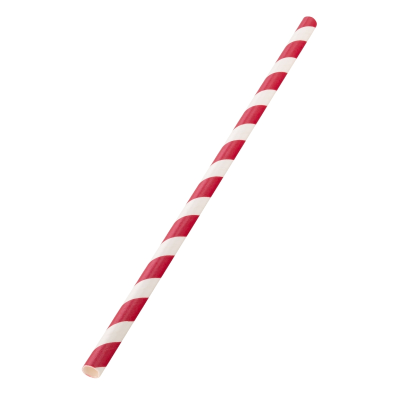Paper Red Striped Straw 8"x 6mm