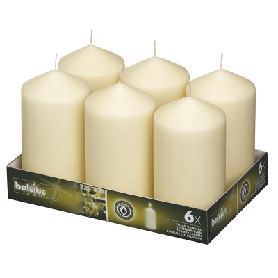 Bolsius Professional Pillar 6 Candles Ivory 78 x 148mm (Pack 6)