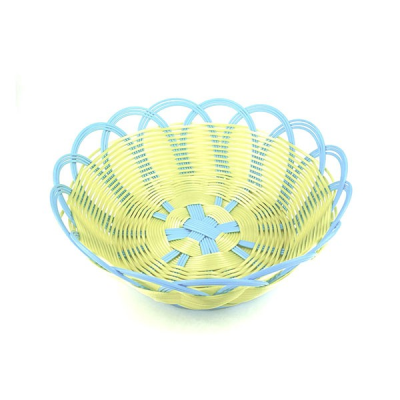 Round Woven Basket With Blue Trim 24cm
