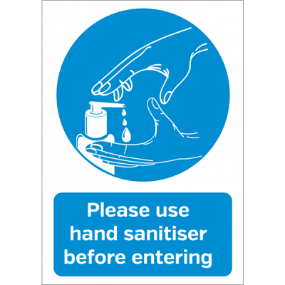 A4 size Please use hand sanitiser before entering, vinyl sticker