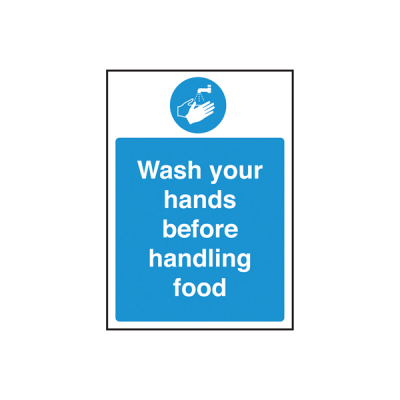 Self Adhesive Wash Your Hands before Handling Food Sign