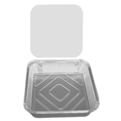 Essential Aluminium Foil Square Container Lid 24x24cm (Pack 4)
