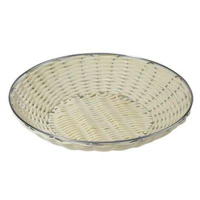 Deluxe Round Plastic Woven Basket with Metal Rim 28cm