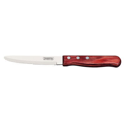 Tramontina Jumbo Polywood Handled Steak Knife 25cm, Rounded Tip, Serrated Edge, Red
