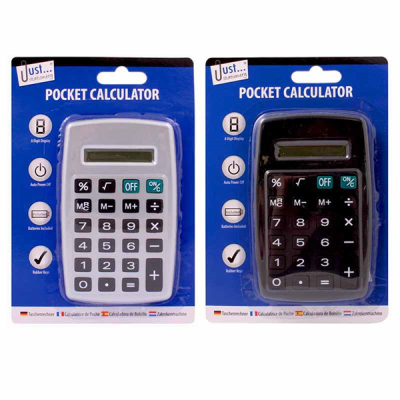 Just Stationery Pocket Calculator Black & Silver