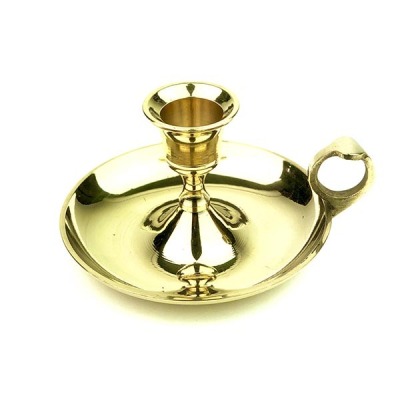 Brass Candle Stick Holder with Plain Plate