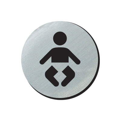Baby Changing Symbol 75mm Door Disc in Silver Finish