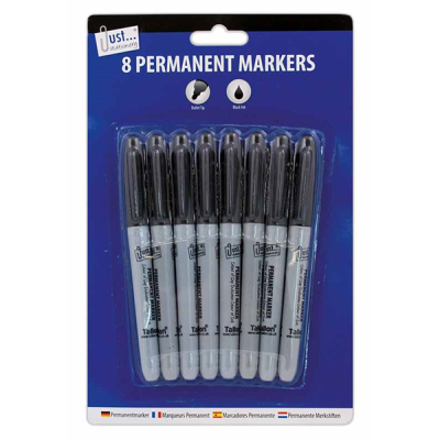Just Stationery Black Permanent Markers (Pack of 8)