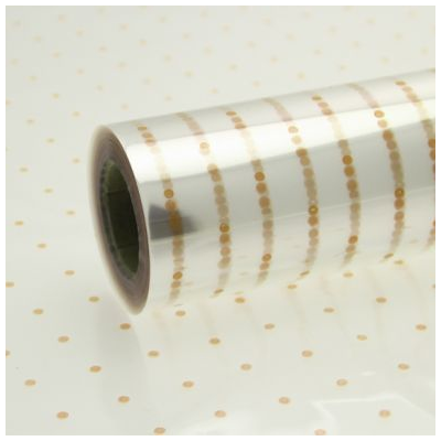 Cellophane Plastic Film Roll Gold Dots 800mm x 100meter