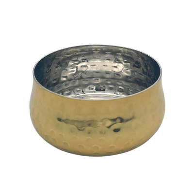 Brass Plated Hammered Curved Ramekin 6cm