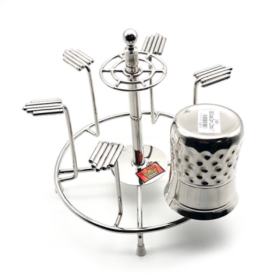 Stainless Steel Glass Holder / Stand (5 Cup)