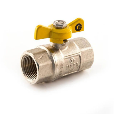 Gas Ball Valve - 3/4" -  BSP TF Yellow Butterfly Handle FxF