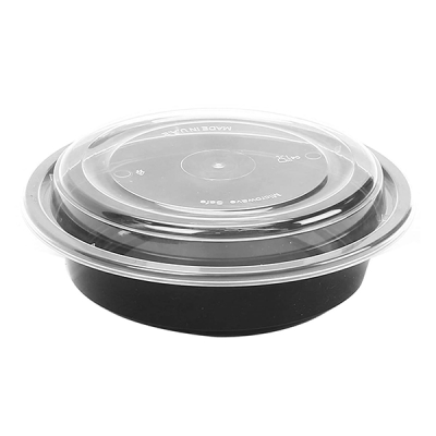 Black Round Microwaveable Plastic Container Base 16oz (Pack 300)