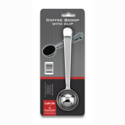 Caf Ol 18/10 Stainless Steel Coffee Scoop with Clip