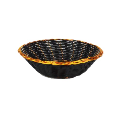 Black Round Woven Basket with Gold Trim (18x5cm)