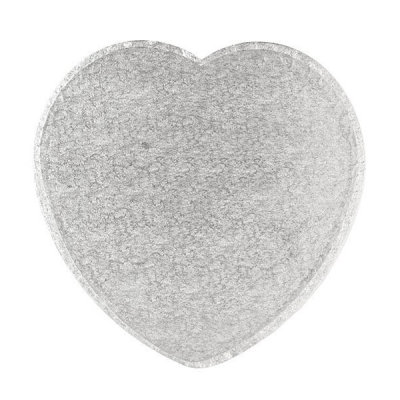 Heart Shape Silver Cake Drum 14" (Pack 5)
